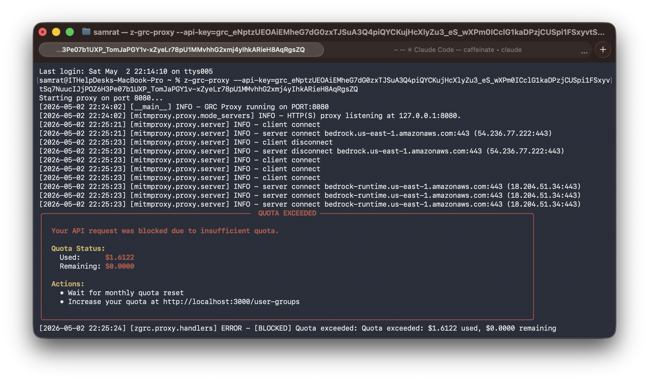Z-GRC Proxy Running in Foreground