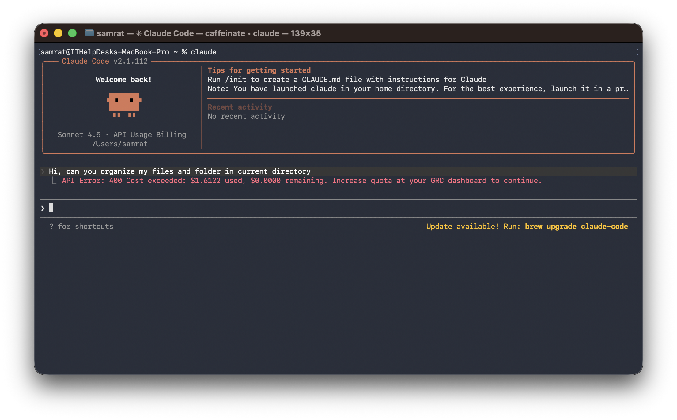 Claude Code Running with Z-GRC Proxy